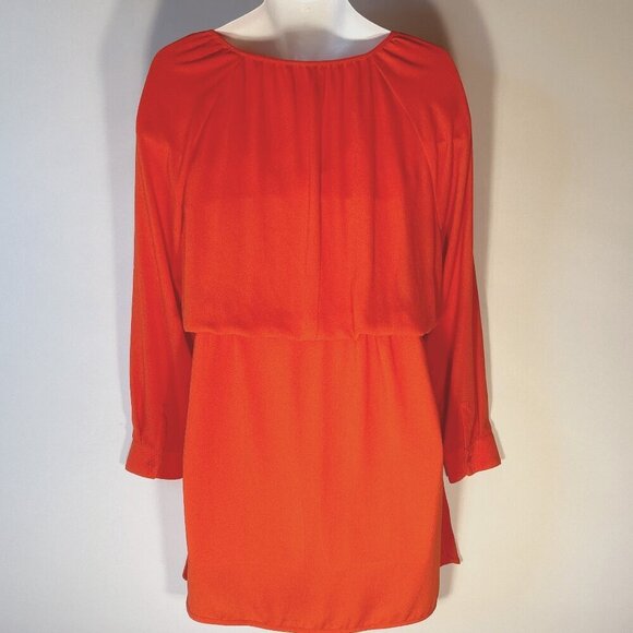 Gap SZ XL Red Orange Peasant Dress Career Preppy Classic Wardrobe Staple Casual - Picture 5 of 8